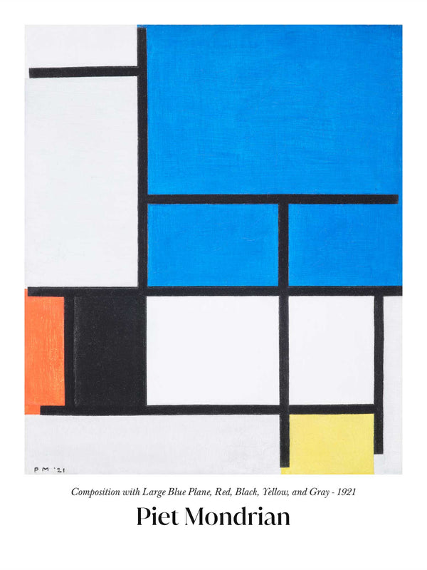 Piet Mondrian - Composition with Large Blue Plane, Red, Black, Yellow, and Gray - Poster