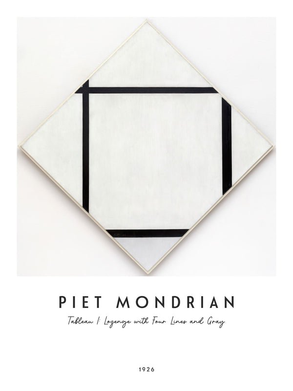 Piet Mondrian - Tableau I: Lozenge with Four Lines and Gray - Poster