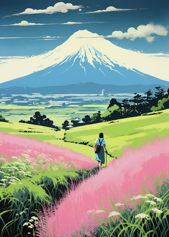 A clear spring day in Mount Fuji - Art Print