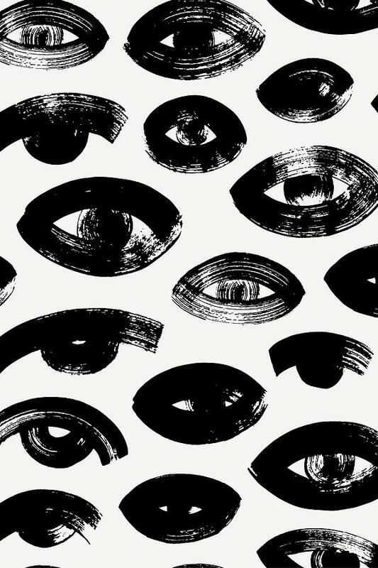Abstract Black Brushstroke Eyes - Art Print