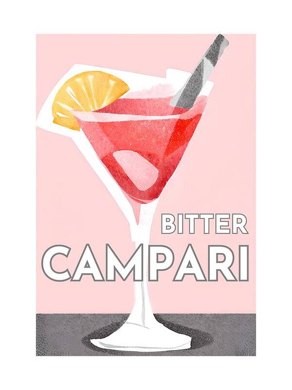 Bitter Campari Cocktail Illustration - Art Print