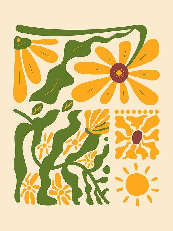 Boho Yellow Flowers 4 - Art Print