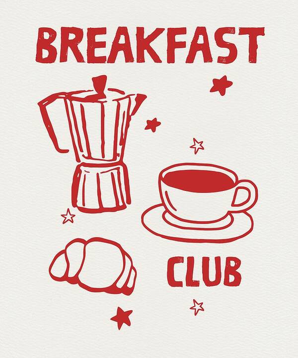 Breakfast Coffee and Pastry Illustration - Art Print