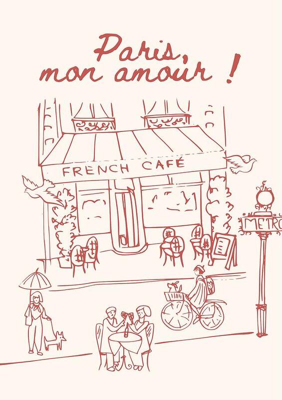 Charming French Cafe Scene - Art Print