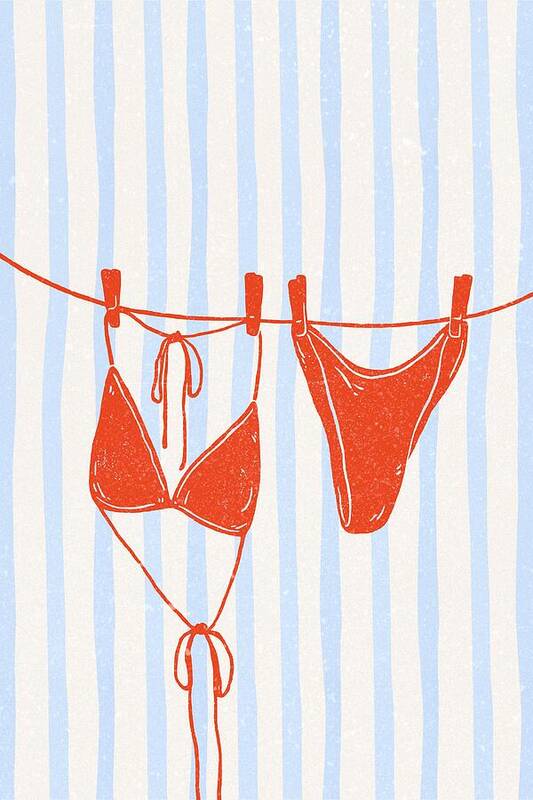 Colorful Bikini on Clothesline - Art Print