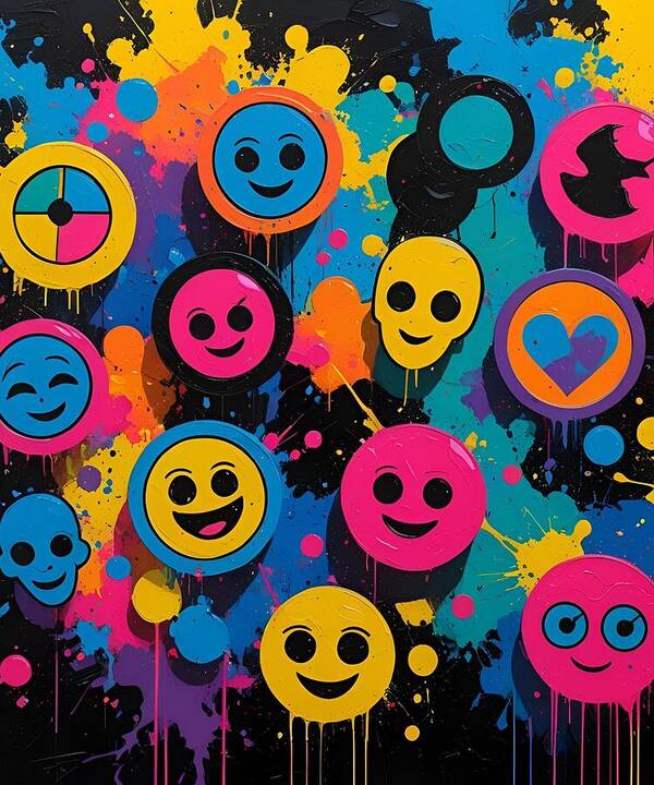 Colorful Emoji Graffiti Art - Art Print