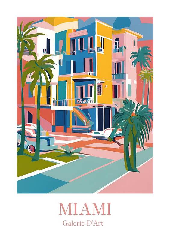 Colourful Miami Buildings - Art Print