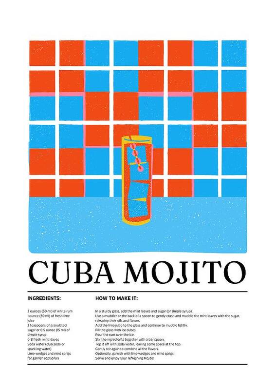 Cuban Mojito Cocktail - Art Print