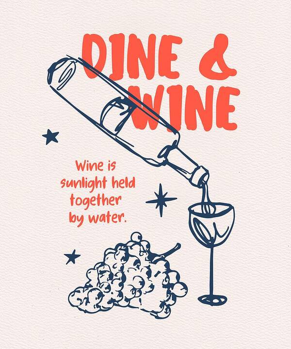 Dine and Wine Design - Art Print