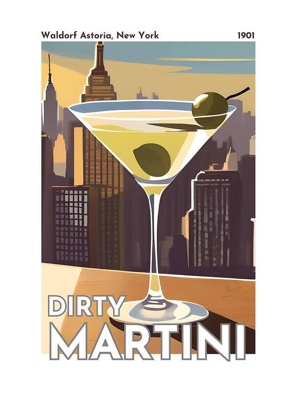 Dirty Martini Cocktail in Manhattan - Art Print