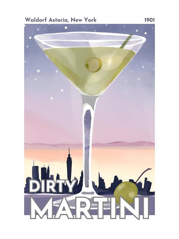 Dirty Martini Cocktail in New York City - Art Print