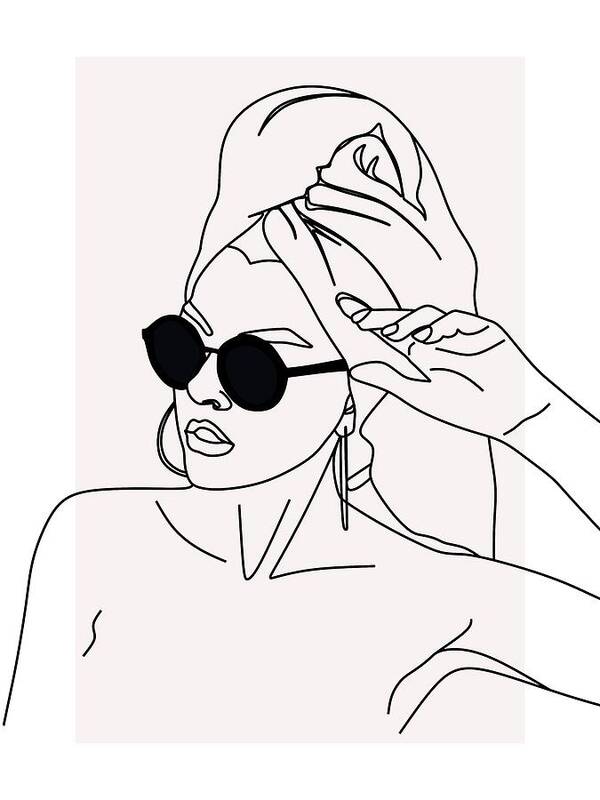 Fashion lady line art - Art Print