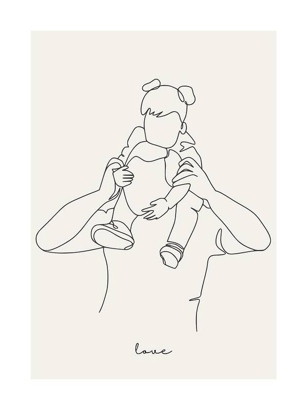 Father love in line art - Art Print