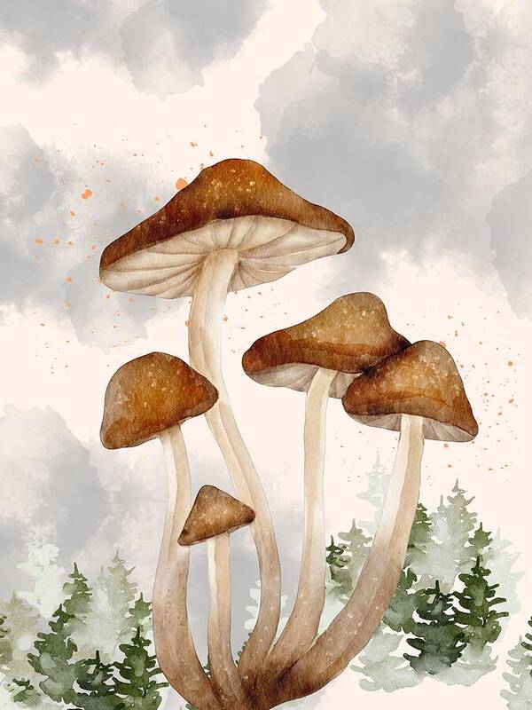 Five Mushroom - Art Print