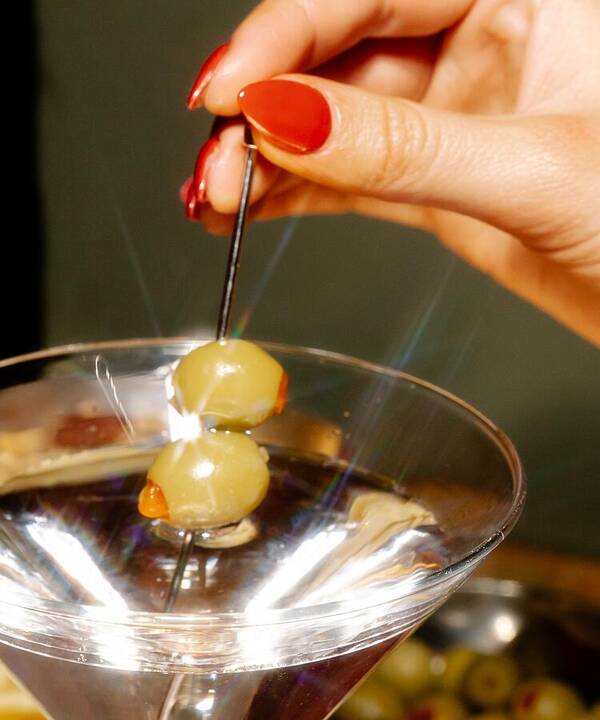 Glam Martini Glass with Olives Photography - Art Print