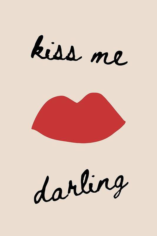 Kiss Me Darling Typography - Art Print