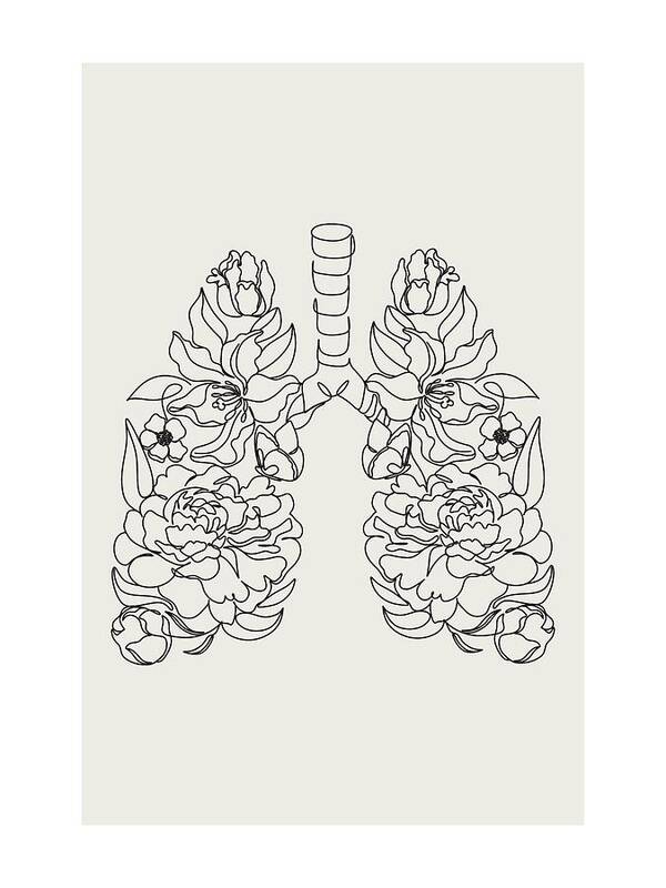 Lungs line art - Art Print