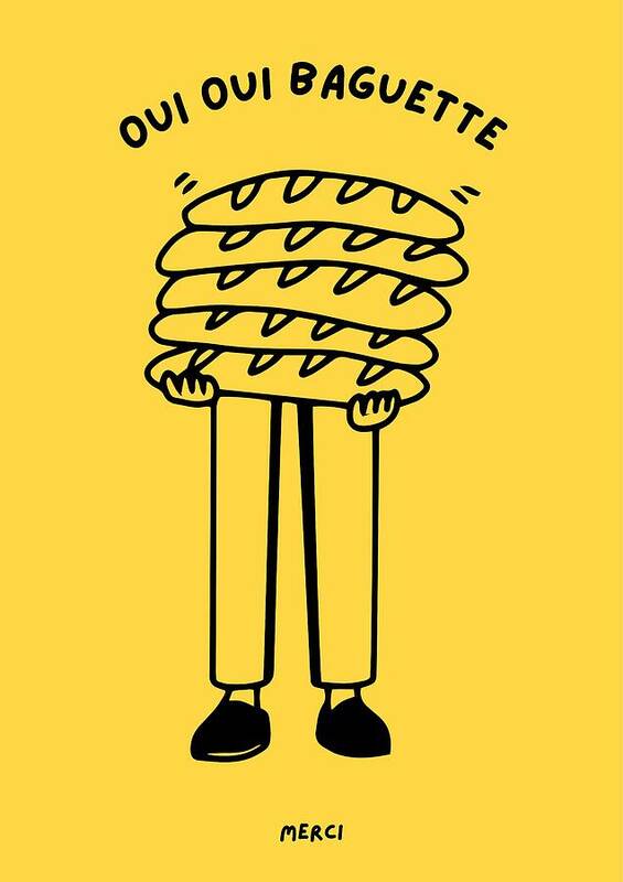 Man Holding Stack of Baguettes - Art Print