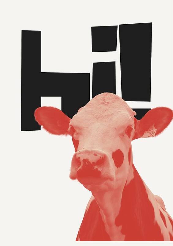 Minimalist Cow Greeting Poster - Art Print