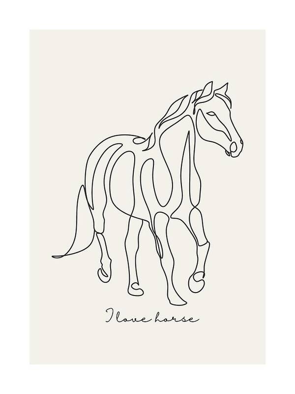 Minimalist Horse Line art - Art Print