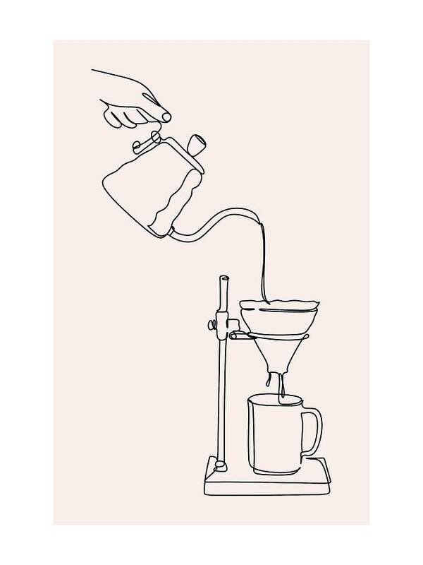 Minimalist line art Coffee design - Art Print