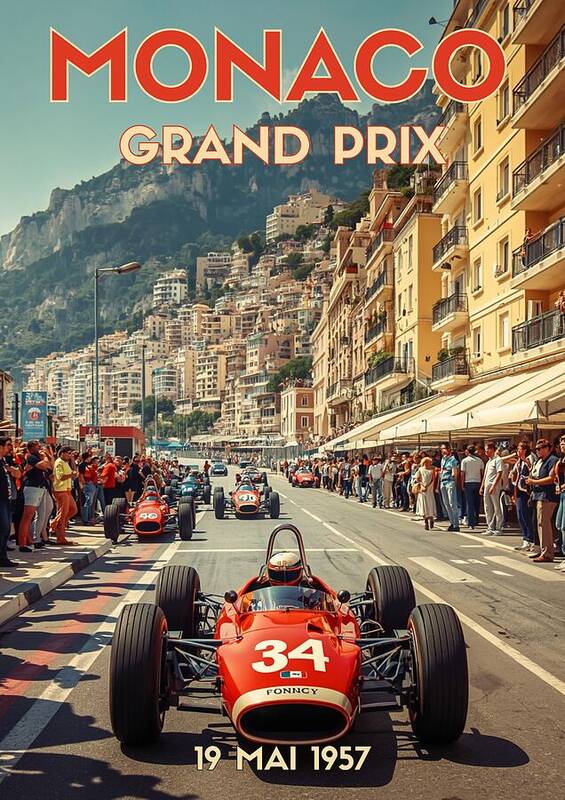 Monaco Grand Prix 1957 Vintage Formula 1 Racing - Art Print – Murellos