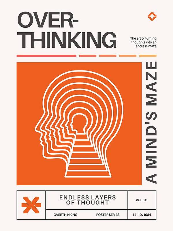 Overthinking, Minimalist Abstract Head Layers - Art Print