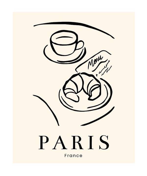 Parisian Cafe Sketch - Art Print