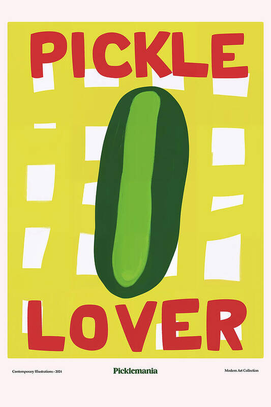 text: pickle lover with a green pickle illustration