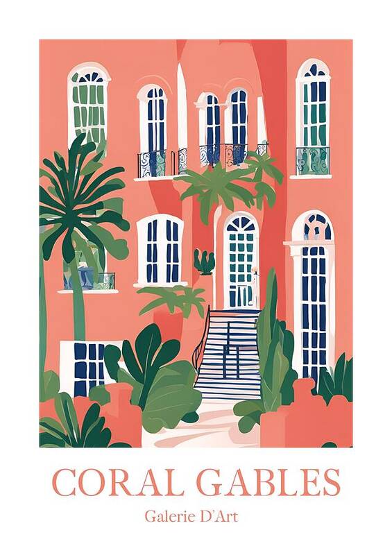 Pink House in Coral Gables - Art Print