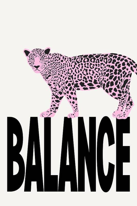 Pink Leopard on Balance Text - Art Print