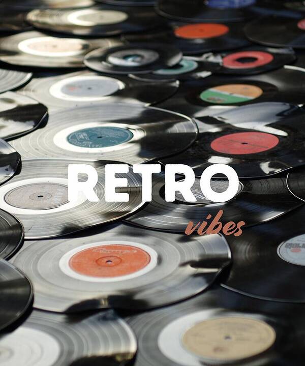 Retro Vinyl Records - Art Print