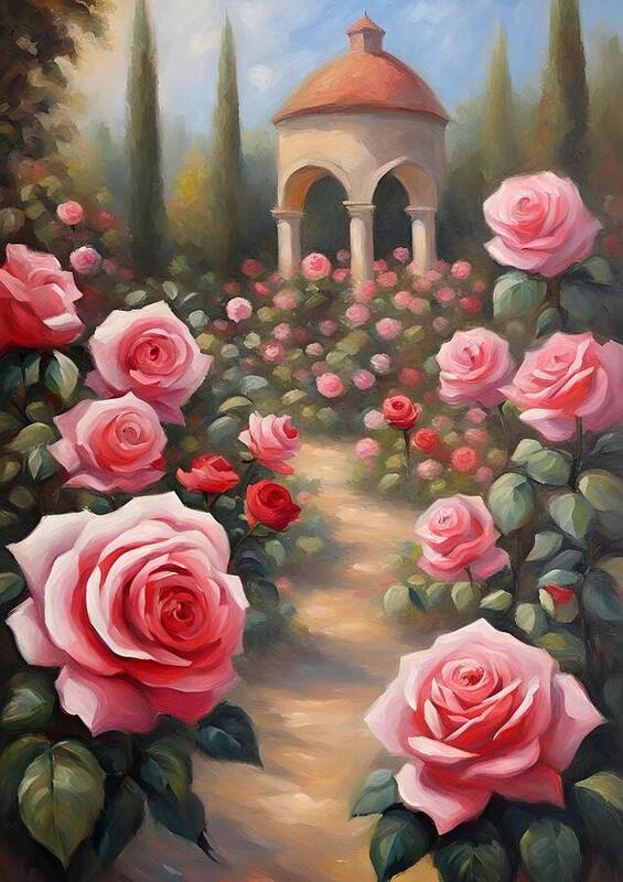 Rose Garden Paradise - Art Print