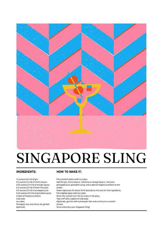 Singapore Sling Cocktail - Art Print