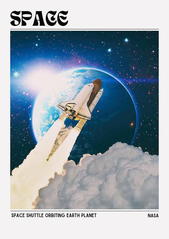 Space shuttle orbiting - Art Print