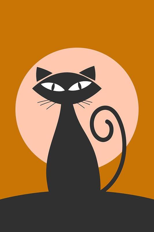 Stylized Black Cat Silhouette - Art Print