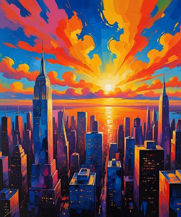 Sunset Over New York City - Art Print