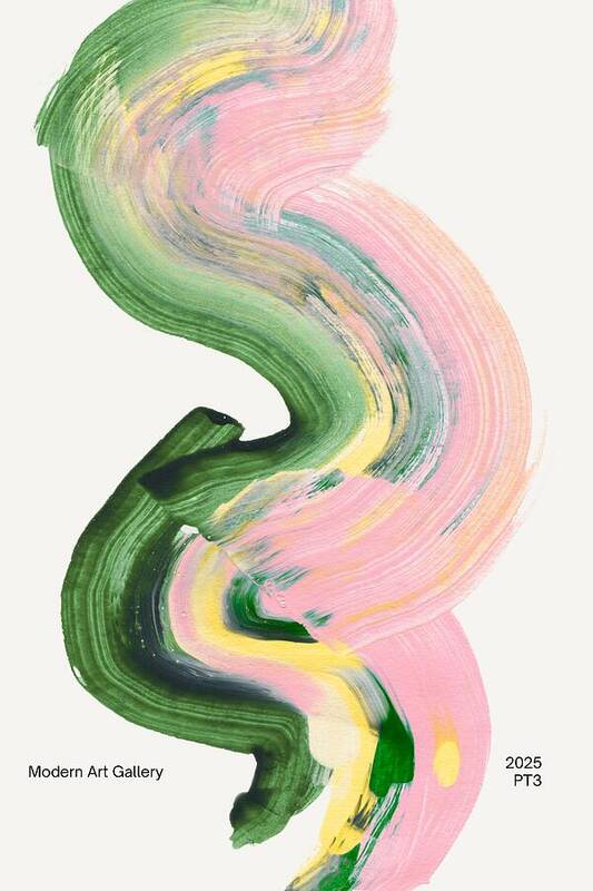Swirling Green and Pink Strokes - Art Print