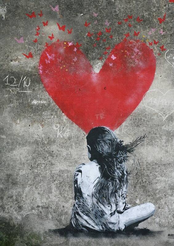 The Red Heart Graffiti  - Art Print