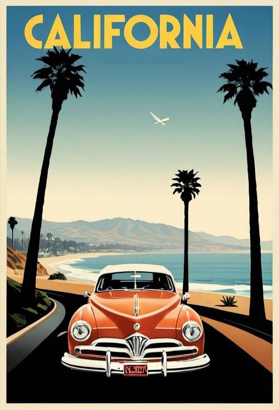 Vintage California Travel Poster - Art Print