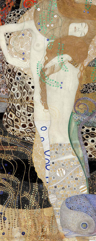 Water Serpents I by Gustav Klimt - Art Print - Murellos