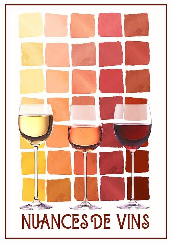 Wine Glass Trio on Color Chart - Art Print