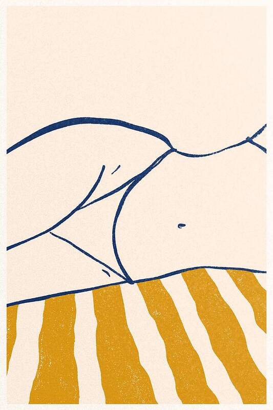 Woman resting on the beach - Art Print