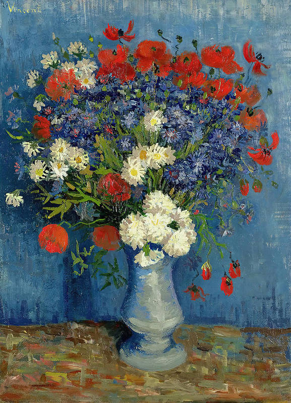 Vase with Cornflowers and Poppies - 1887 - Art Print