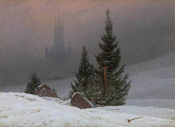 Winter Landscape with a Church - Art Print