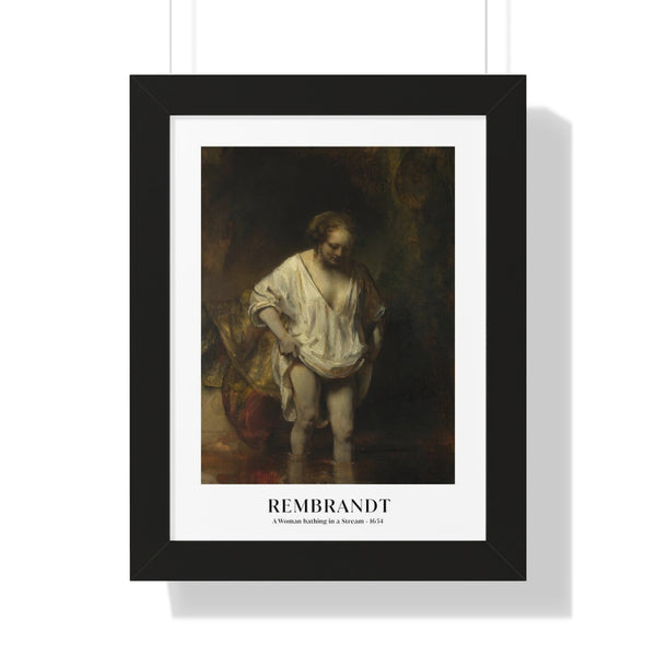 Rembrandt - A Woman Bathing in a Stream - Framed Print