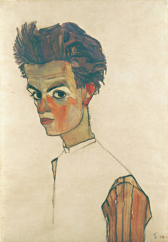 Self-Portrait with Striped Shirt - 1910 - Art Print