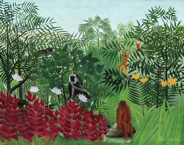 Tropical Forest with Monkeys, 1910 - Art Print