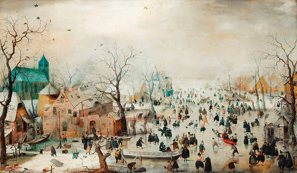 Winter Landscape with Ice Skaters 1608 - Art Print