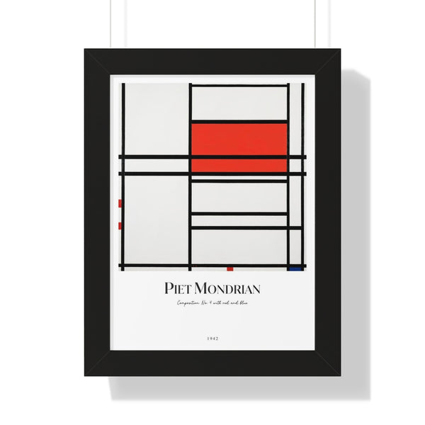 Piet Mondrian - Composition No. 4 with red and blue - Framed Print